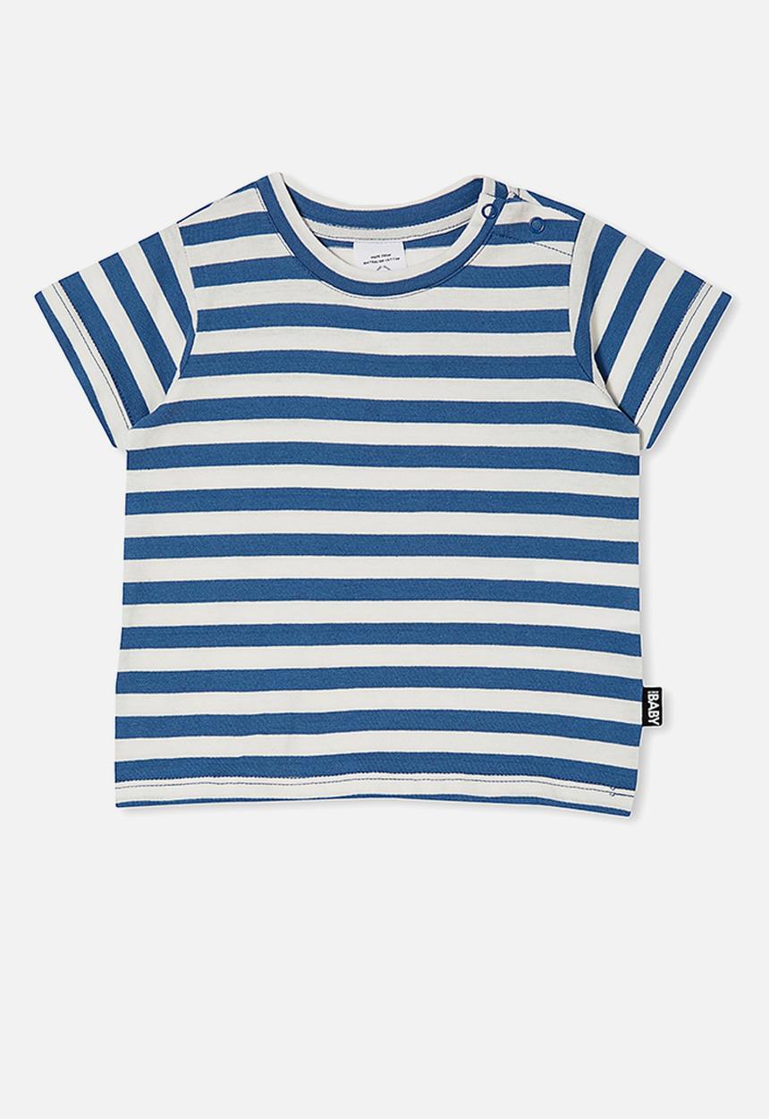 Cotton On - Jamie short sleeve tee - hannah stripe petty blue/vanilla