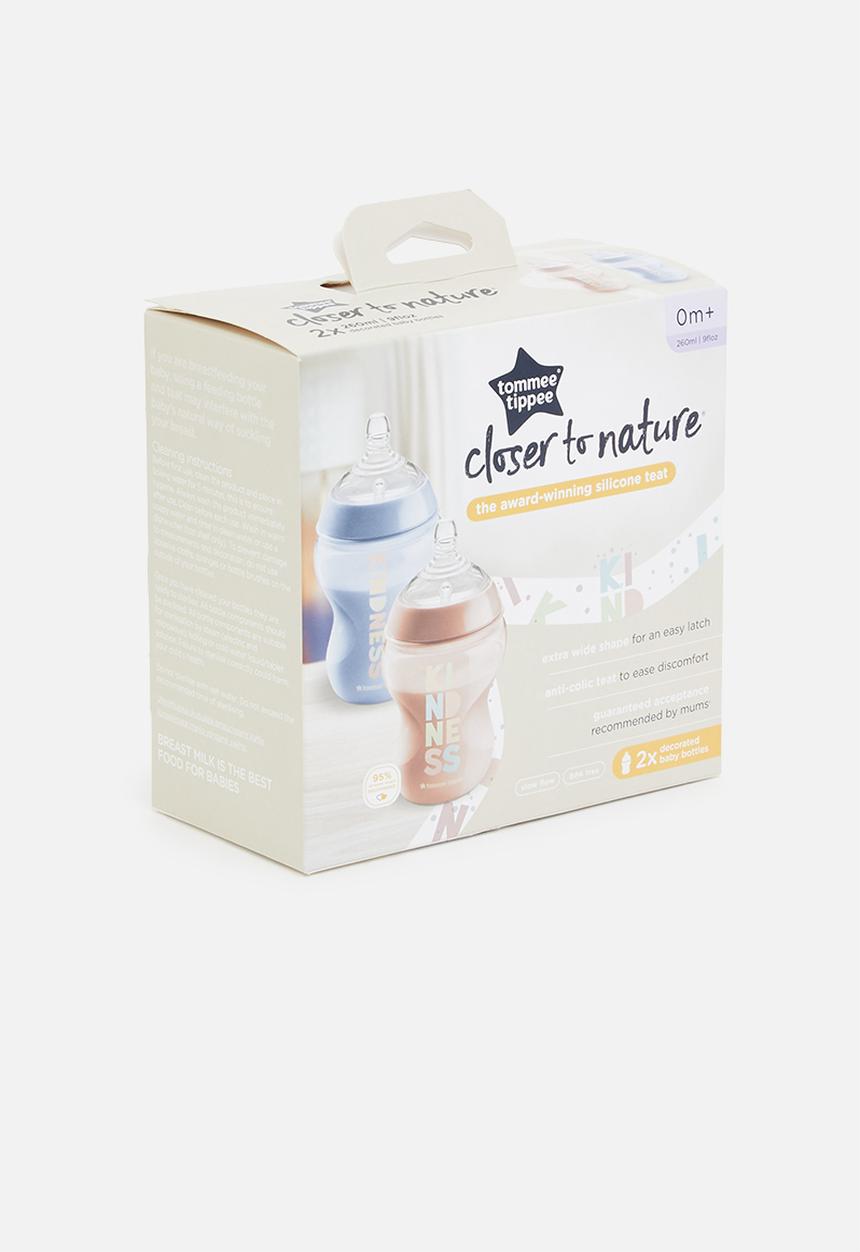 Tommee Tippee - Ctn 260ml decorated bottle - pink & blue