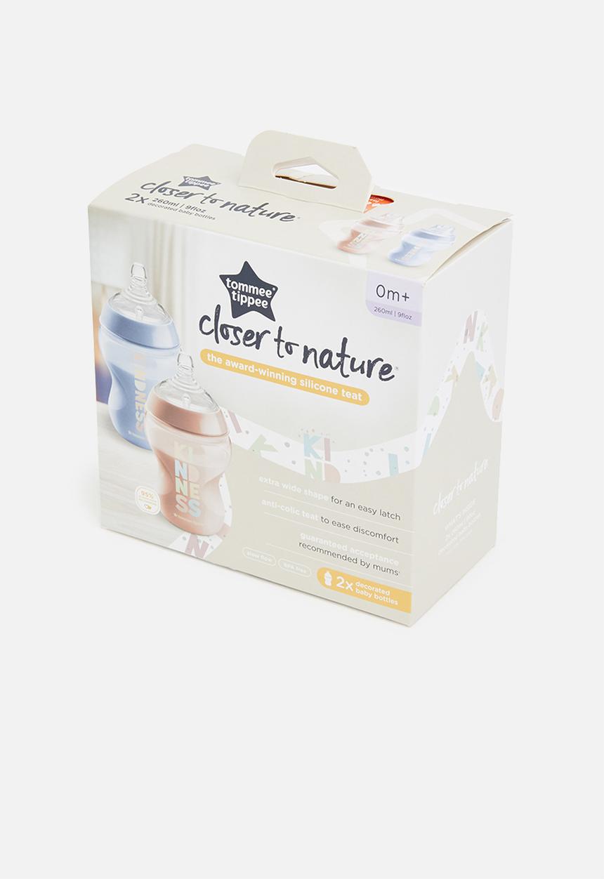 Tommee Tippee - Ctn 260ml decorated bottle - pink & blue