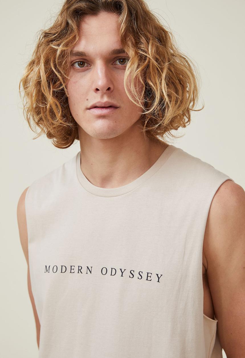 Cotton On - Tbar muscle - cashew/modern odessey