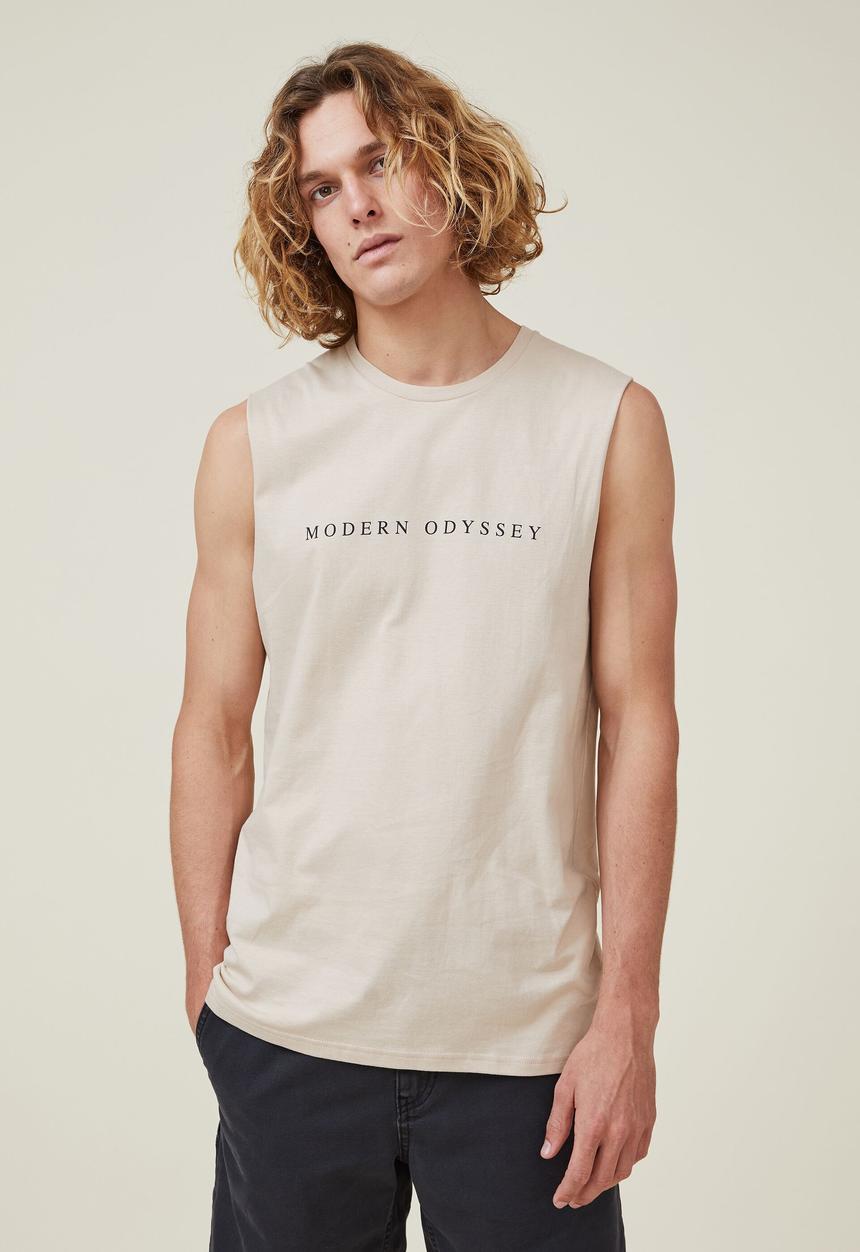 Cotton On - Tbar muscle - cashew/modern odessey