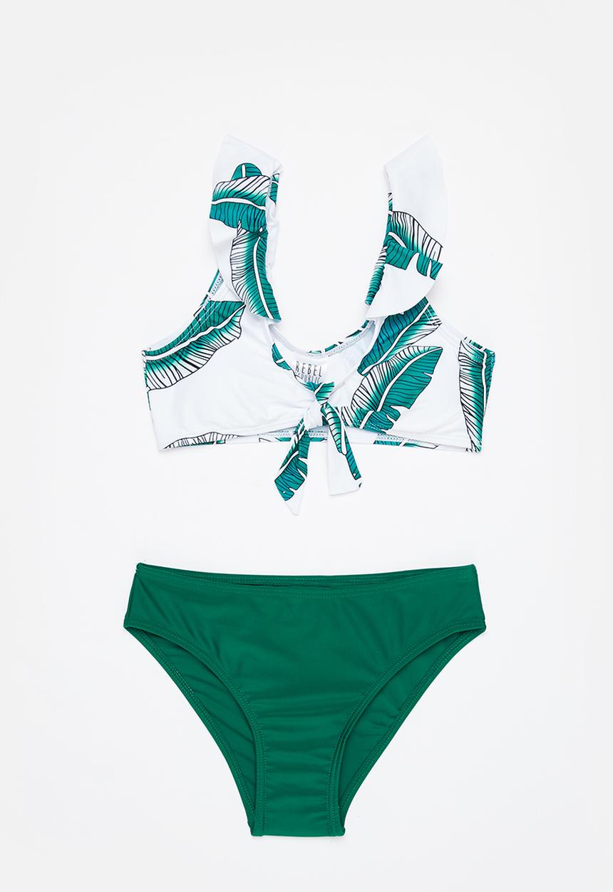 Rebel Republic - Girls 2 piece bikini set - white & green