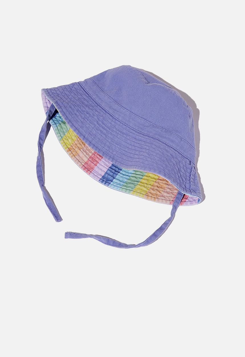 Cotton On - Reversible bucket hat - bondi rainbow stripe/violet surf