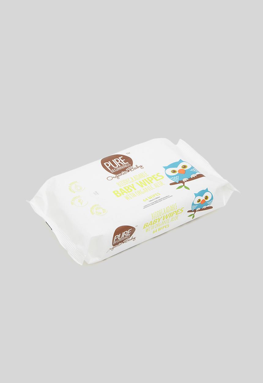 pure beginnings - Biodegradable baby wipes with organic aloe - 64pack