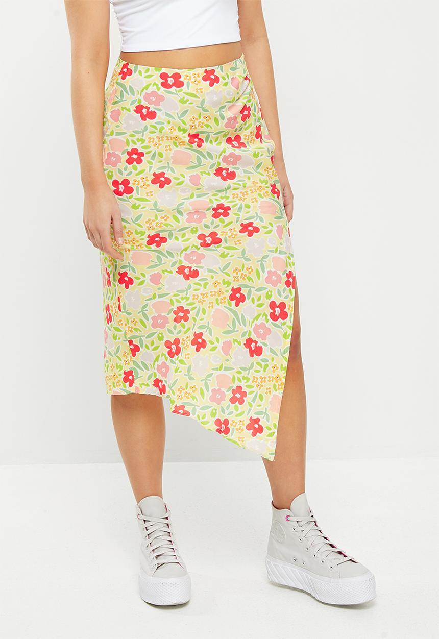 Glamorous - Bold floral print slip skirt - multi