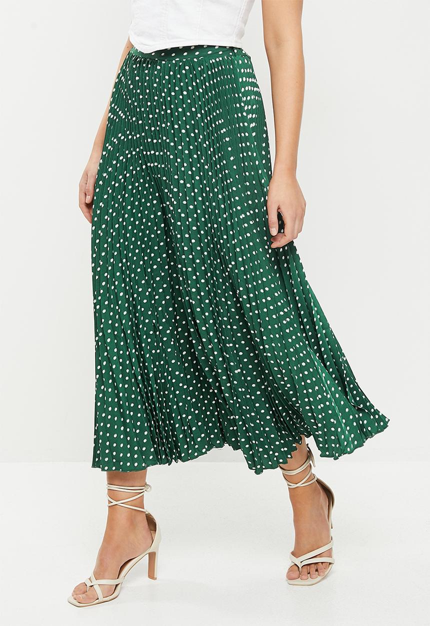 Glamorous - Speckle print pleated midi skirt - green