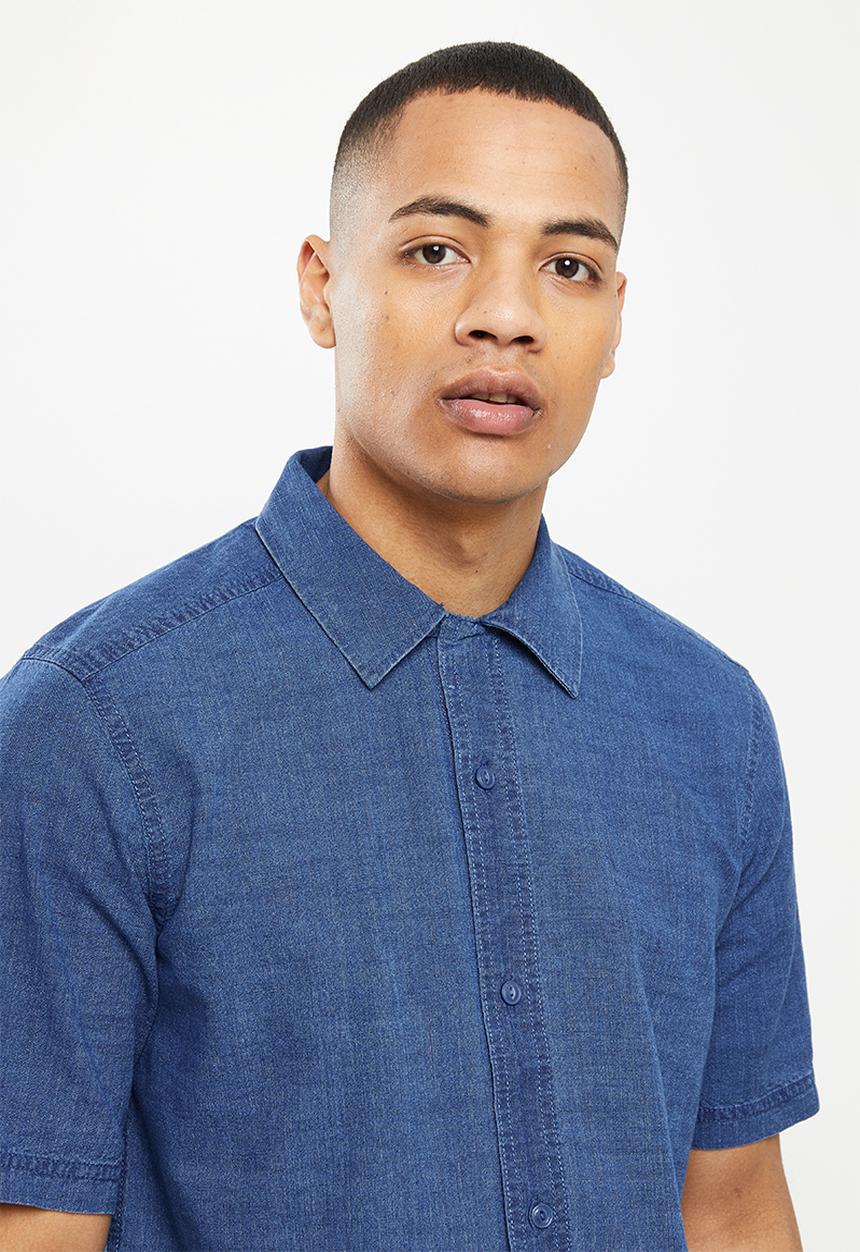 Only & Sons - Onsbeck short sleeve denim shirt - mid blue