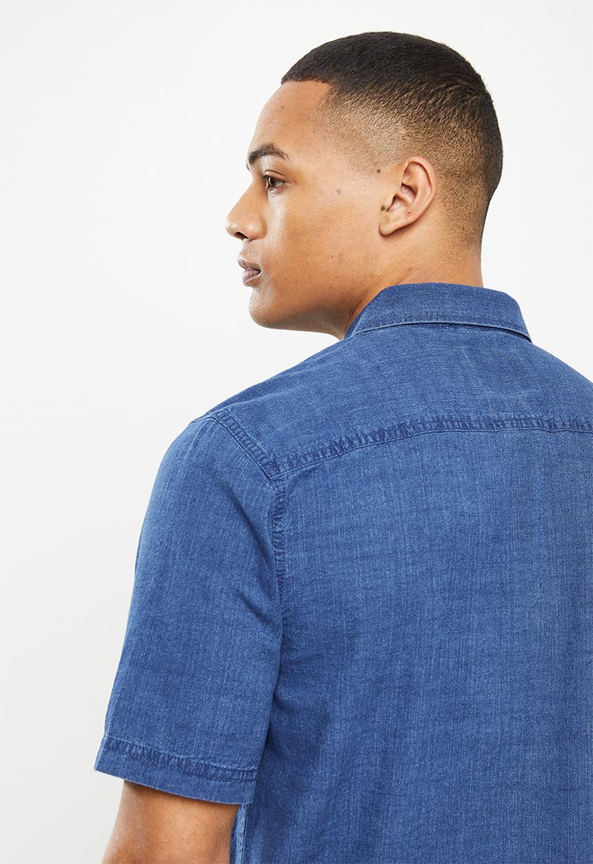 Only & Sons - Onsbeck short sleeve denim shirt - mid blue