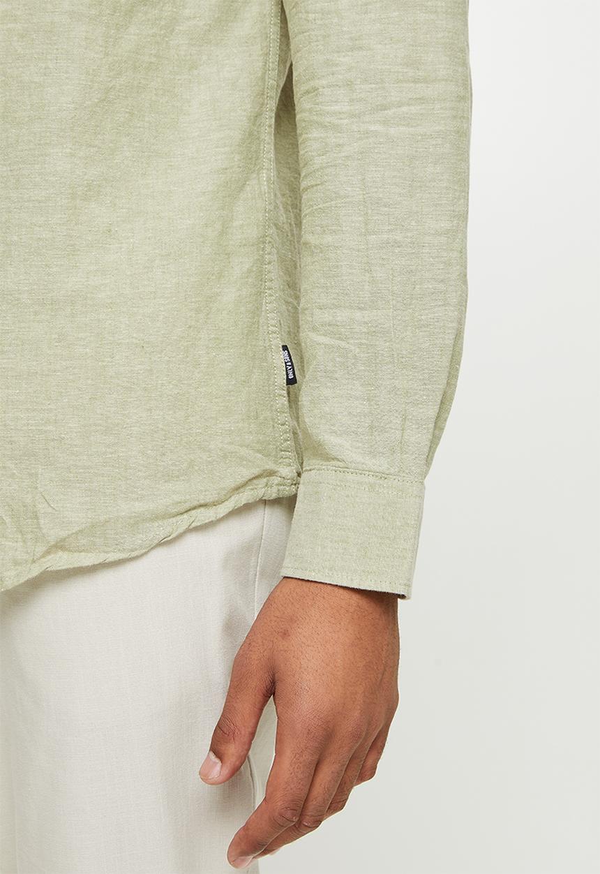 Only & Sons - Onscaiden long sleeve solid linen mao shirt noos - oil green