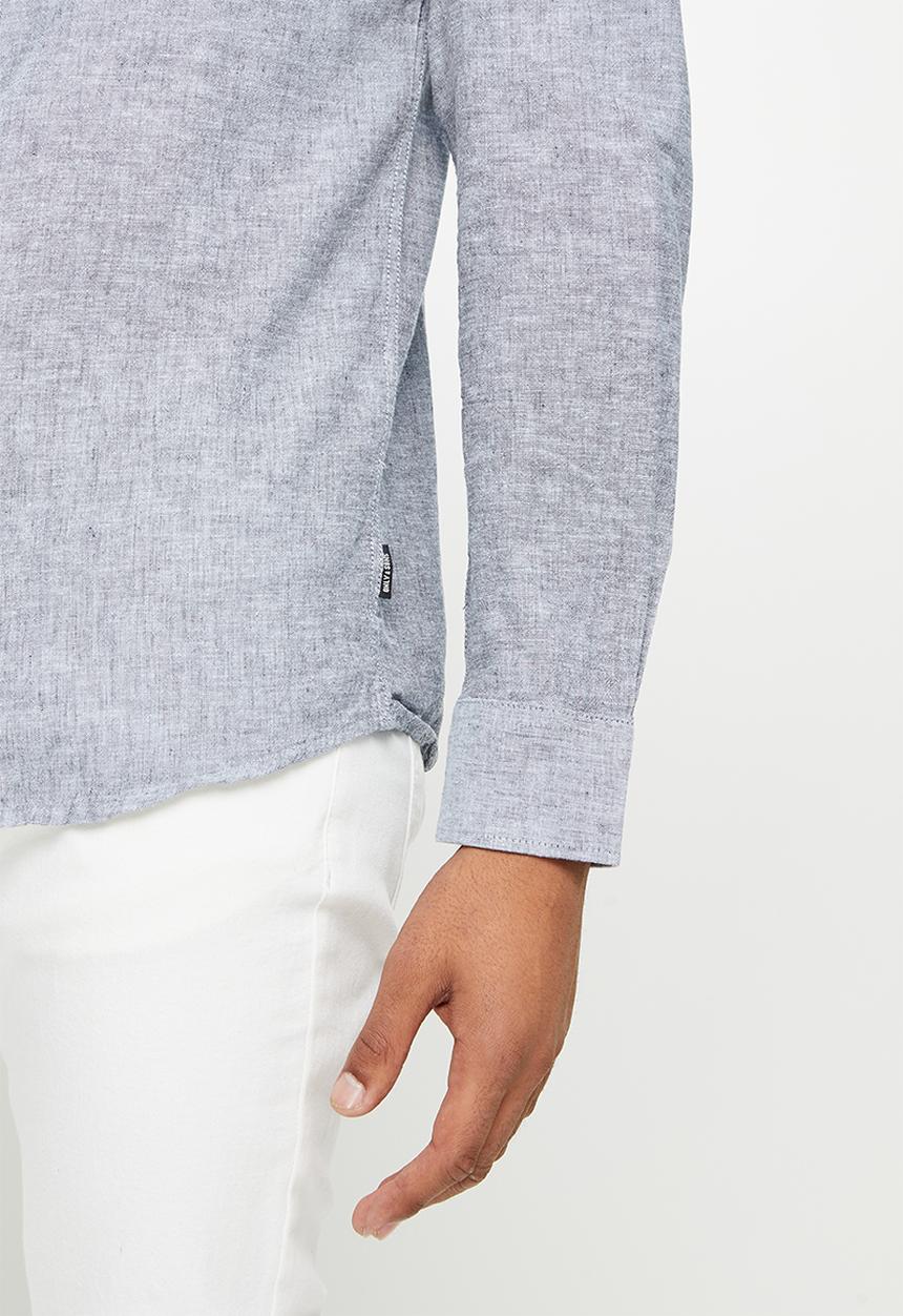 Only & Sons - Onscaiden ls solid linen mao shirt noos - dress blues