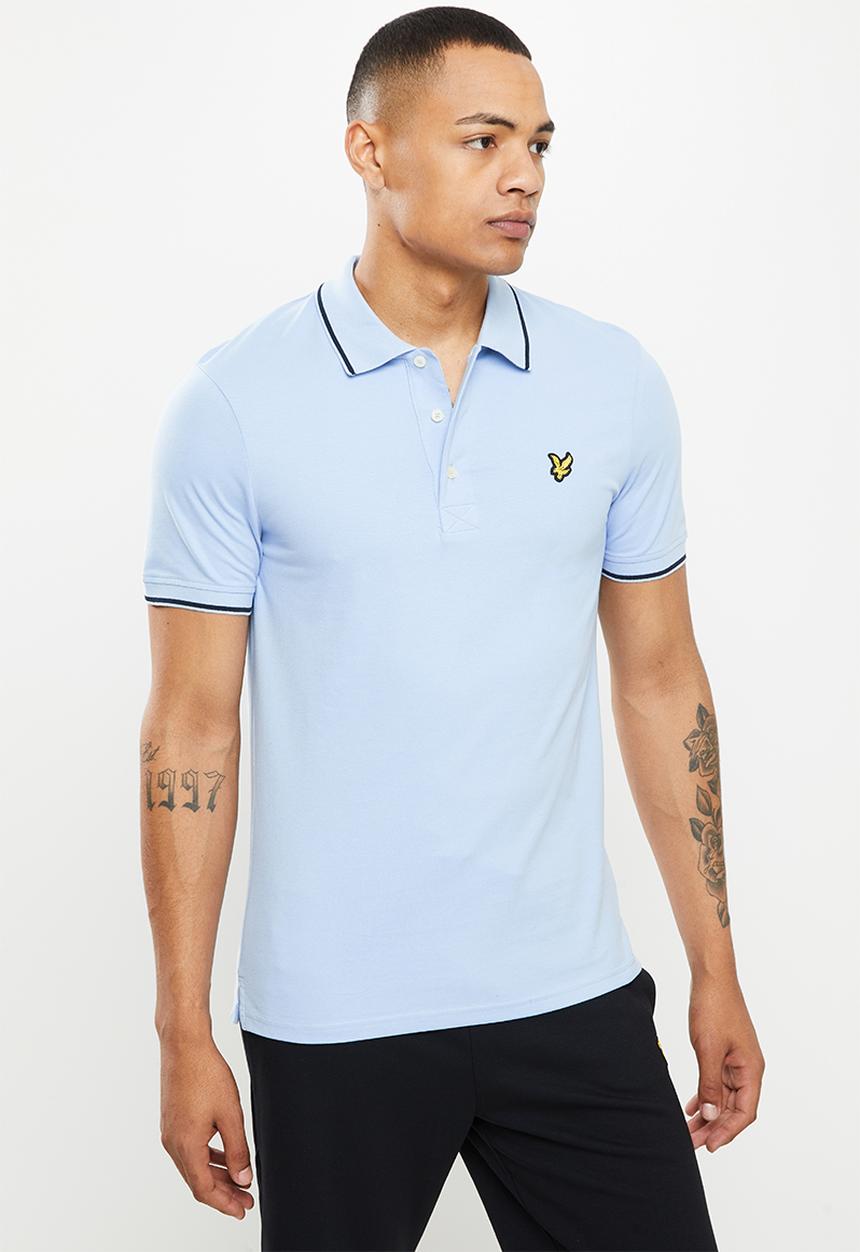 Lyle & Scott - Tipped polo shirt - light blue & dark navy