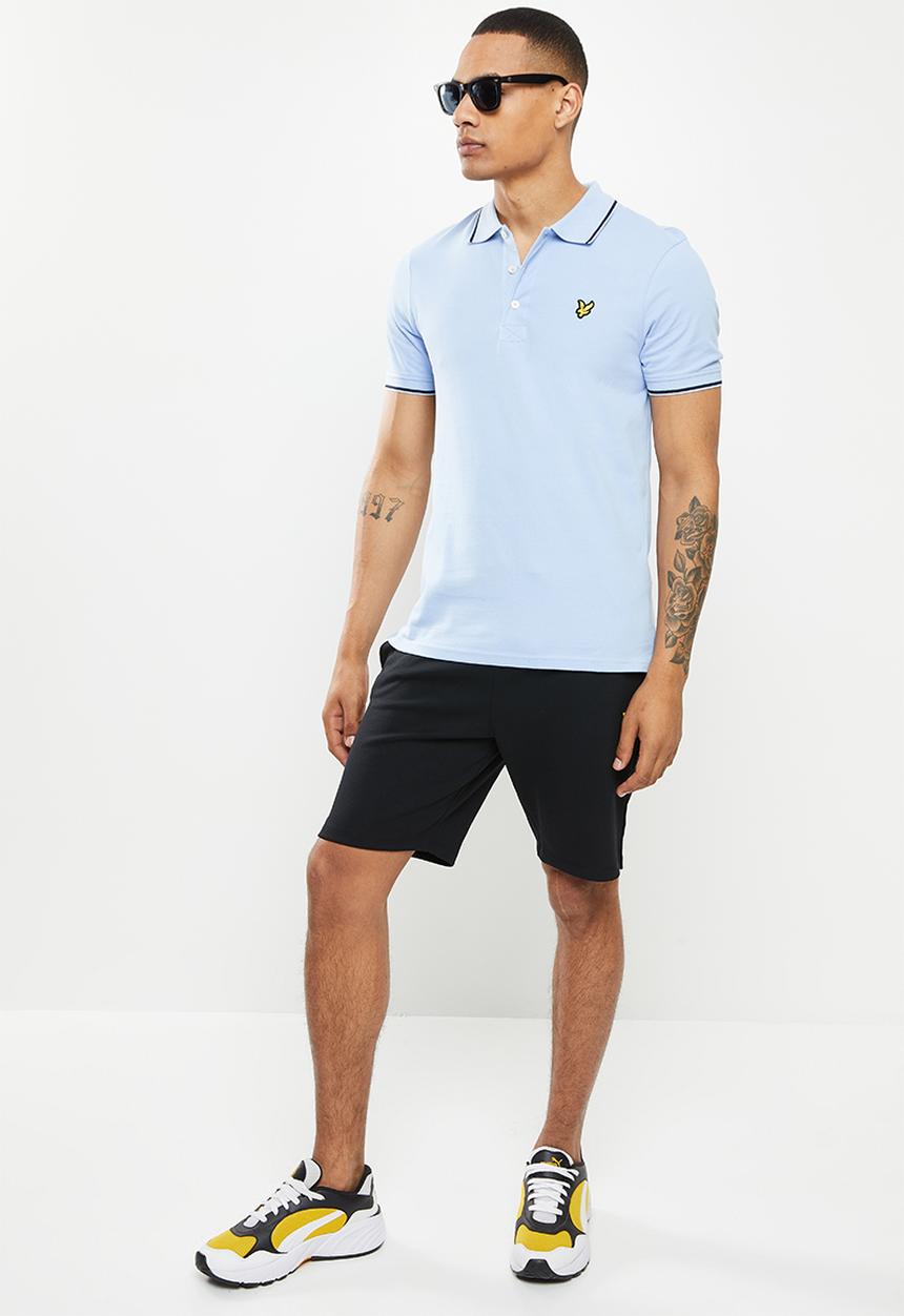 Lyle & Scott - Tipped polo shirt - light blue & dark navy