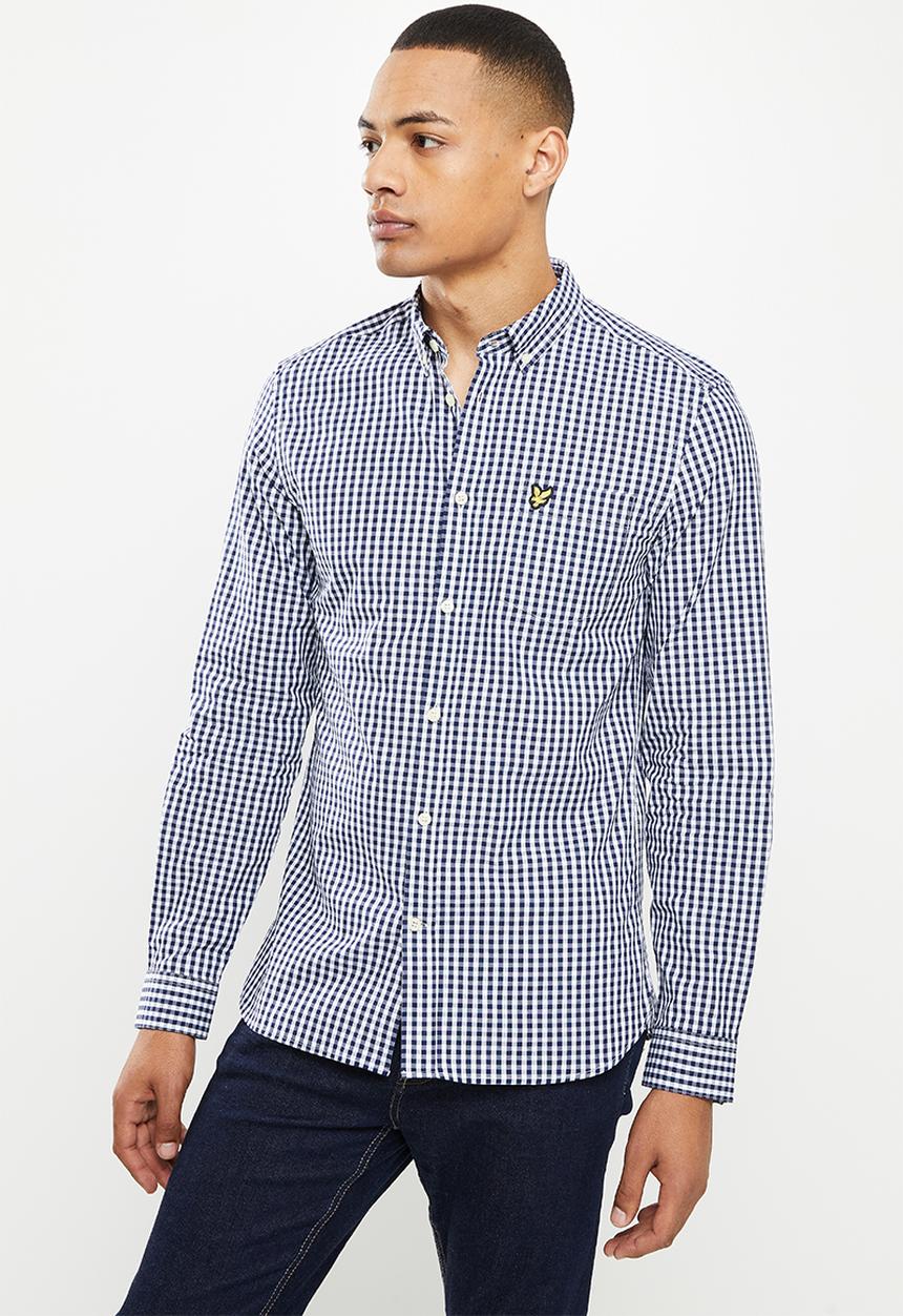 Lyle & Scott - Slim fit gingham shirt - navy & white