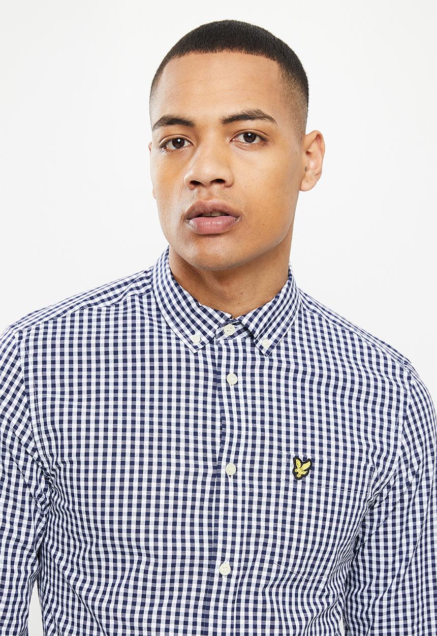 Lyle & Scott - Slim fit gingham shirt - navy & white