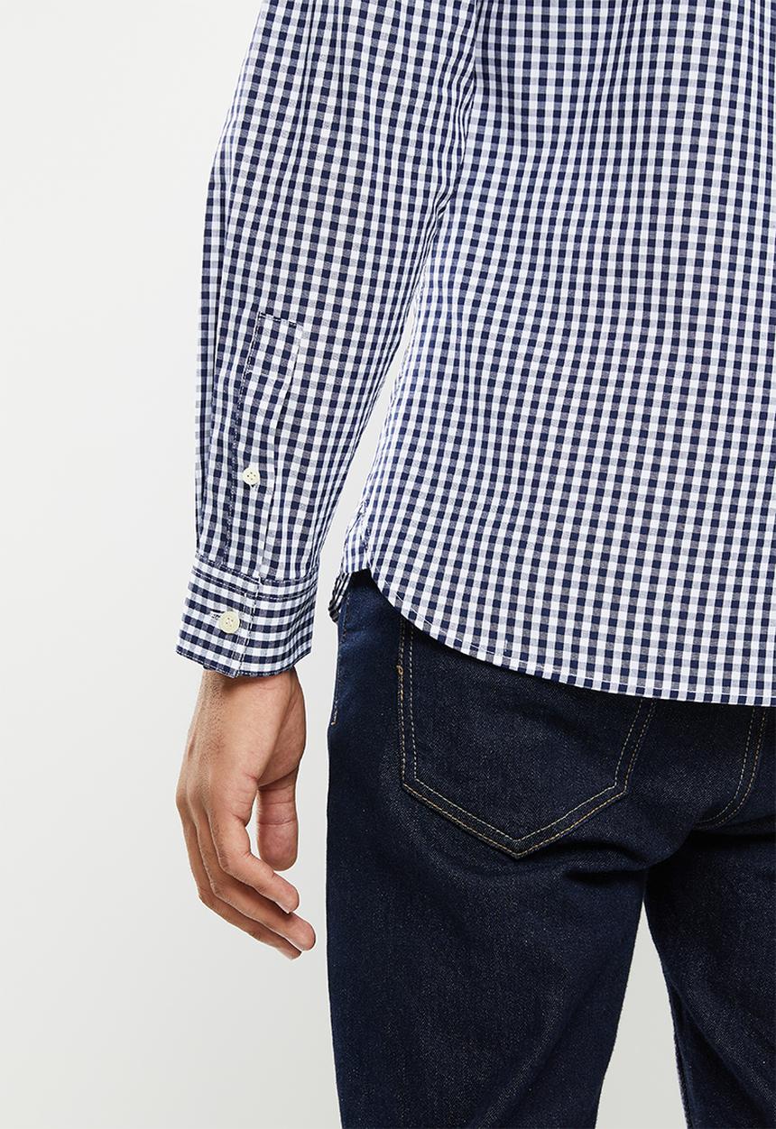 Lyle & Scott - Slim fit gingham shirt - navy & white