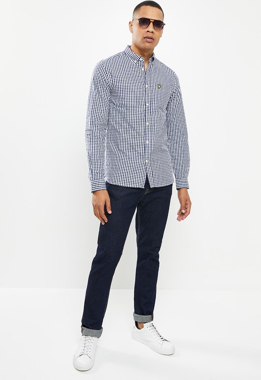 Lyle & Scott - Slim fit gingham shirt - navy & white
