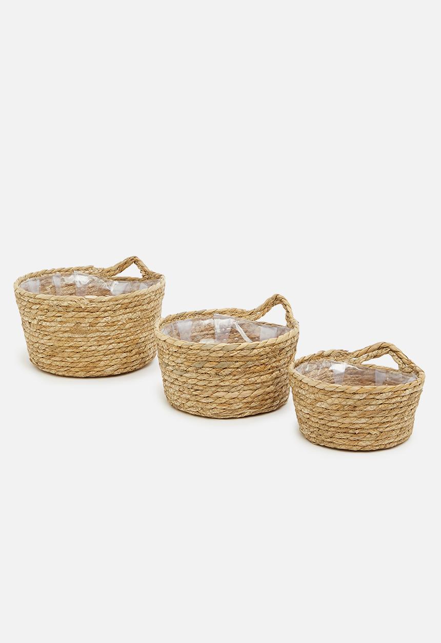 Sixth Floor - Myr straw planter set of 3 - natural