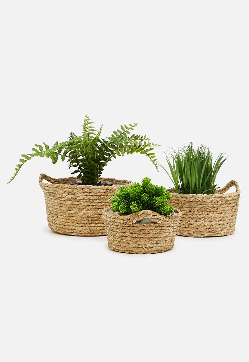 Sixth Floor - Myr straw planter set of 3 - natural