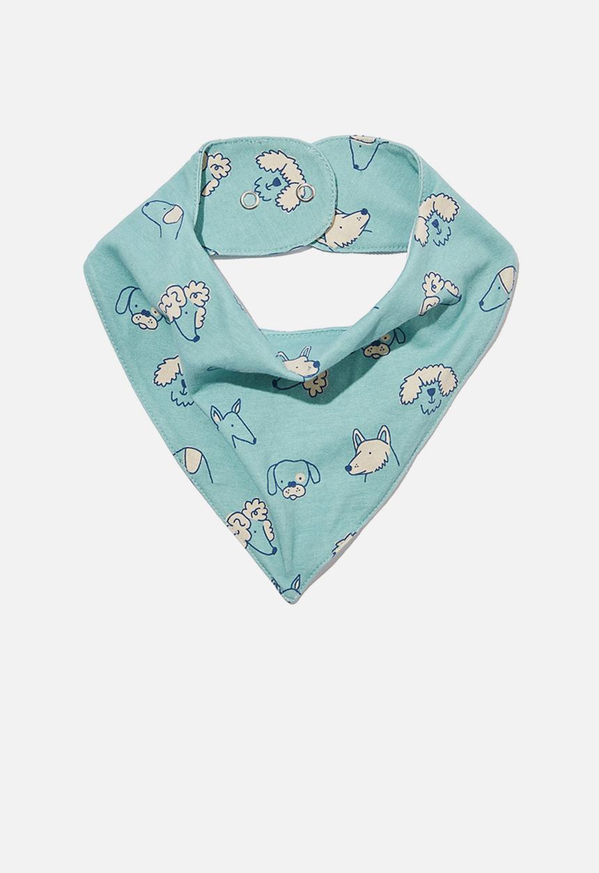 Cotton On - The bandana bib - rusty aqua/tiny wiggy pups
