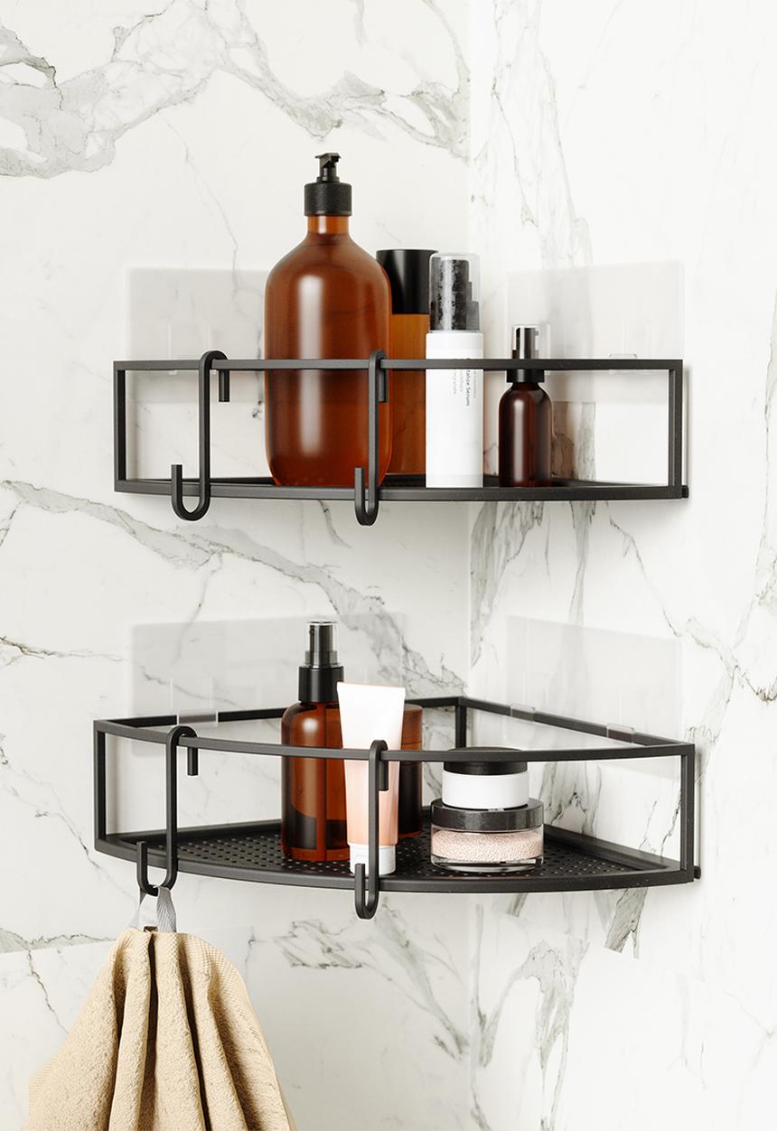 Umbra - Cubiko corner shower bins set of 2 - black