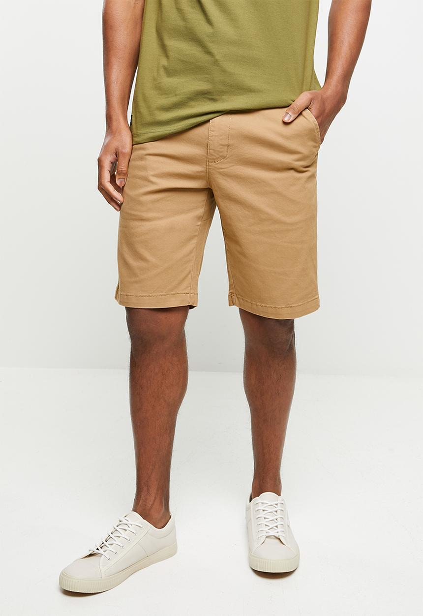 JEEP - Fixed waistband chino short - camel