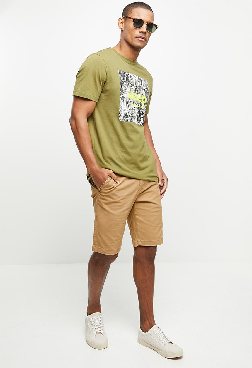 JEEP - Fixed waistband chino short - camel