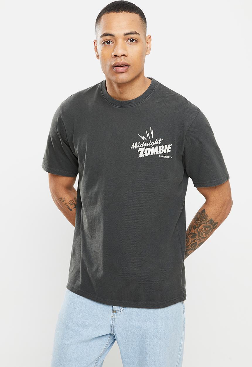 Superdry. - Vintage crossing lines tee - washed black