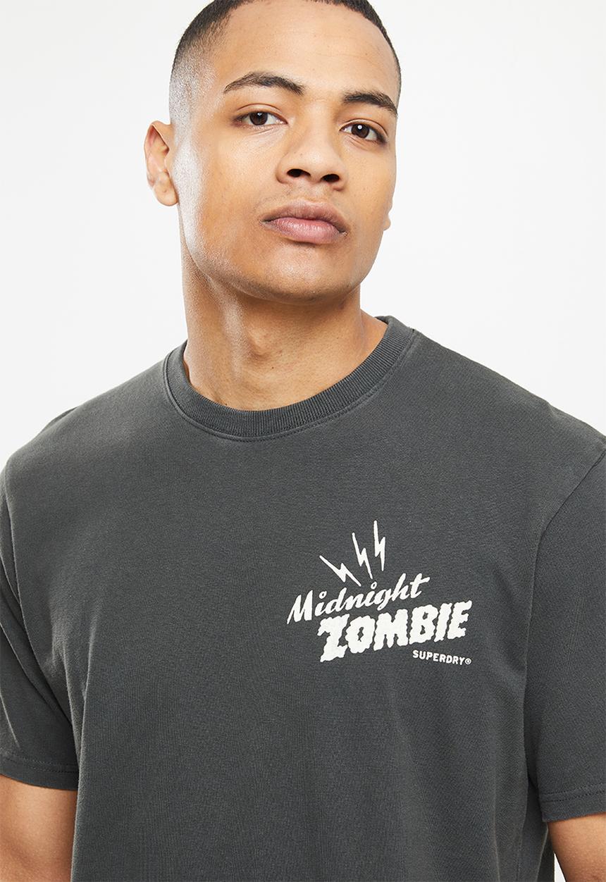 Superdry. - Vintage crossing lines tee - washed black