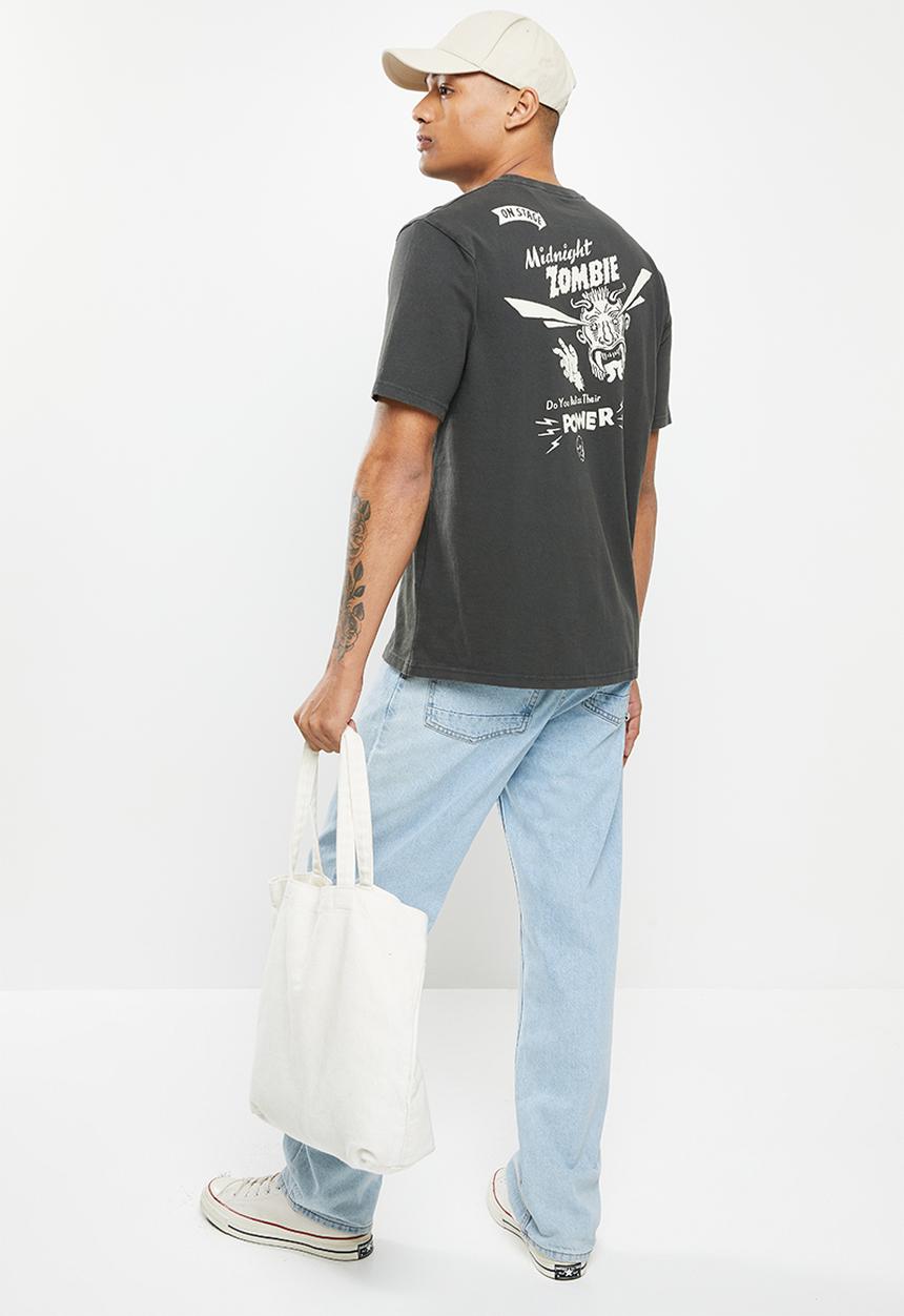 Superdry. - Vintage crossing lines tee - washed black