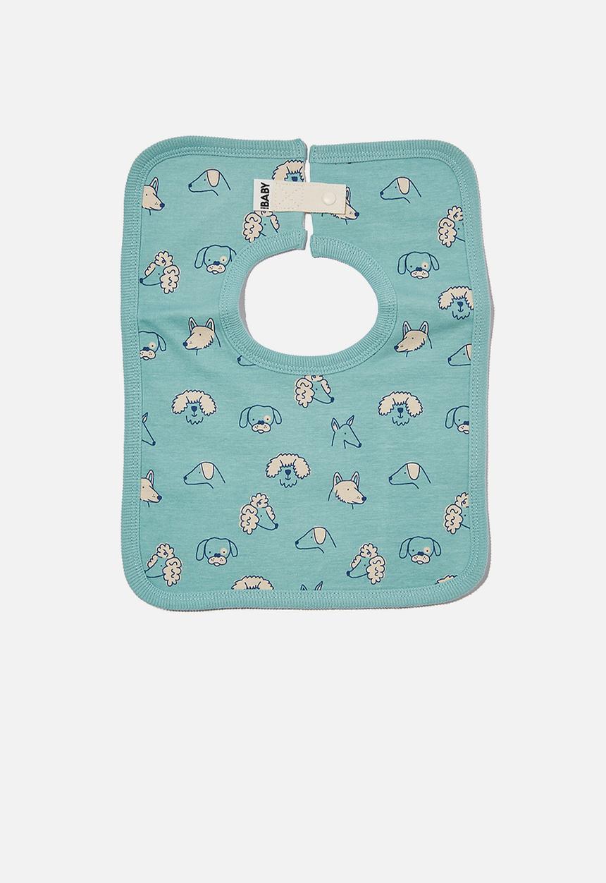 Cotton On - The square bib - rusty aqua/tiny wiggy pups