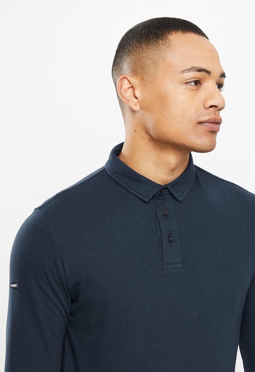 Superdry. - Studios long sleeve jersey polo - eclipse navy