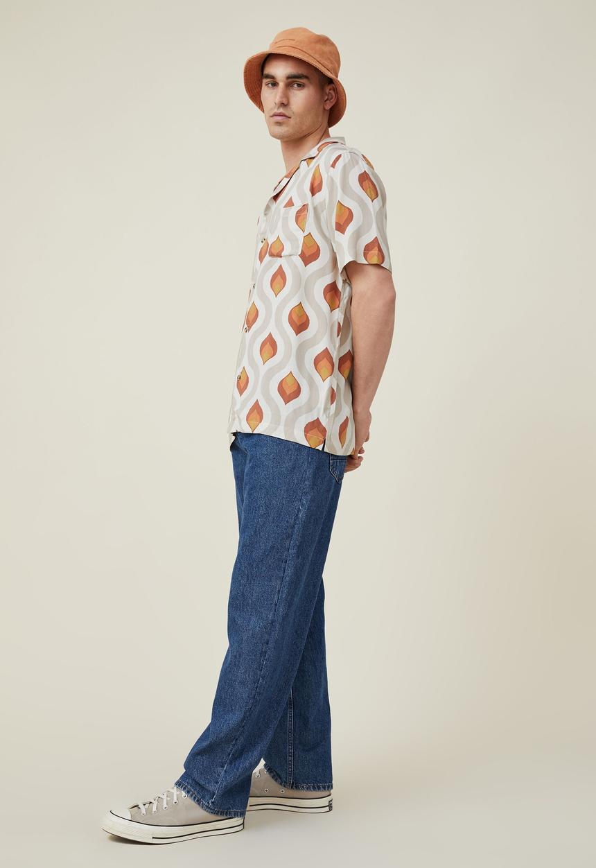 Cotton On - Riviera short sleeve shirt - ecru 70 s wallpaper