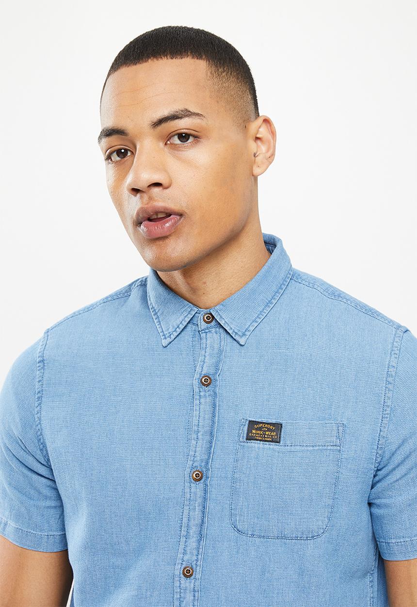 Superdry. - Vintage loom short sleeve shirt - micro light dobby