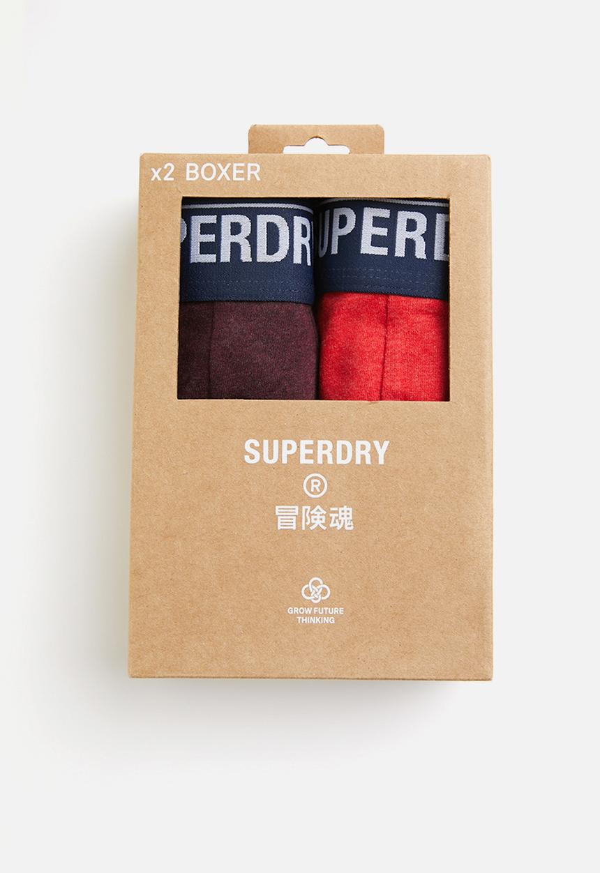Superdry. - Boxer multi double pack - burgundy & red