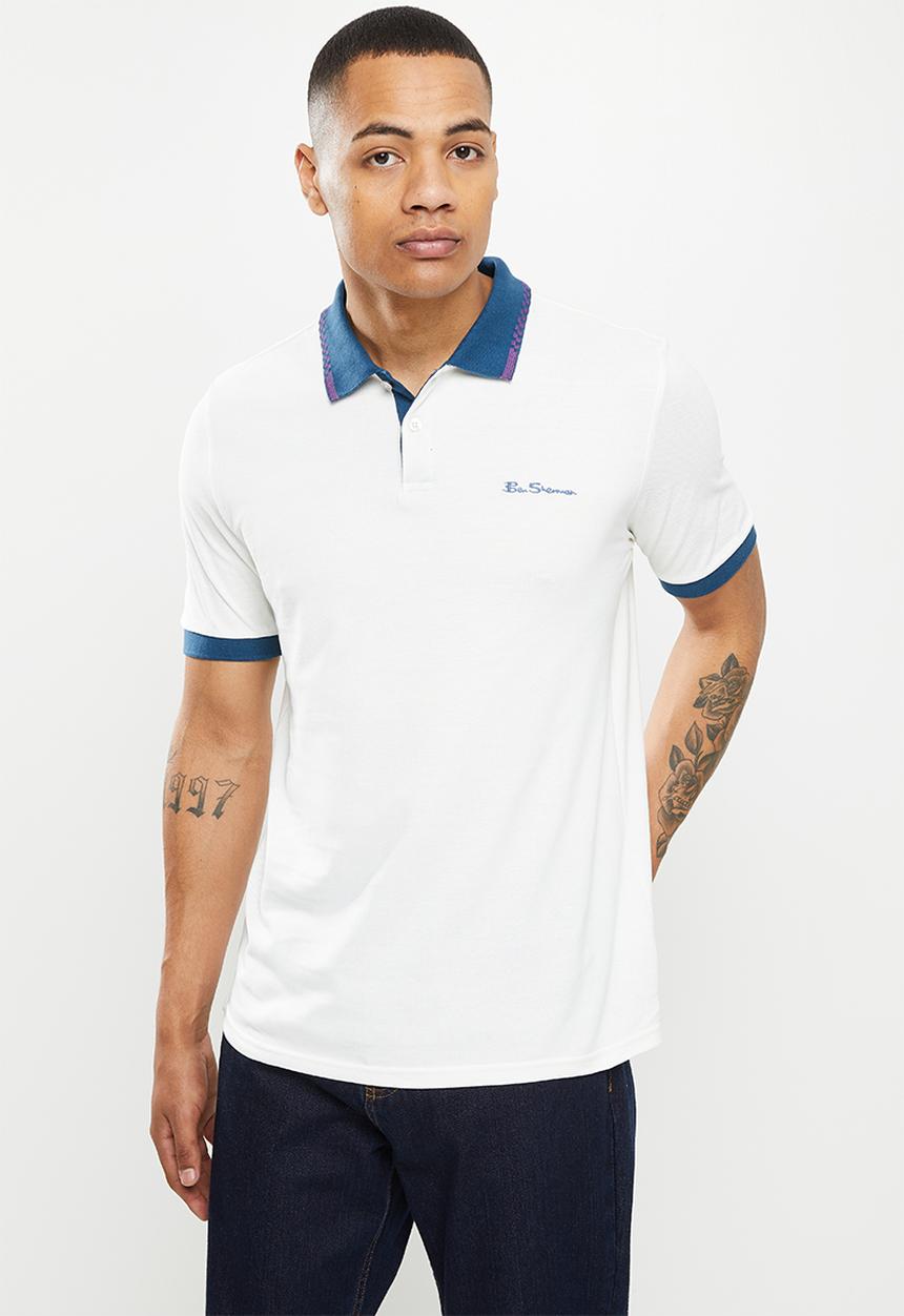 Ben Sherman - Colourblock rib polo - snow white 