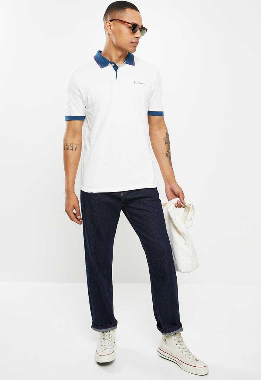 Ben Sherman - Colourblock rib polo - snow white 