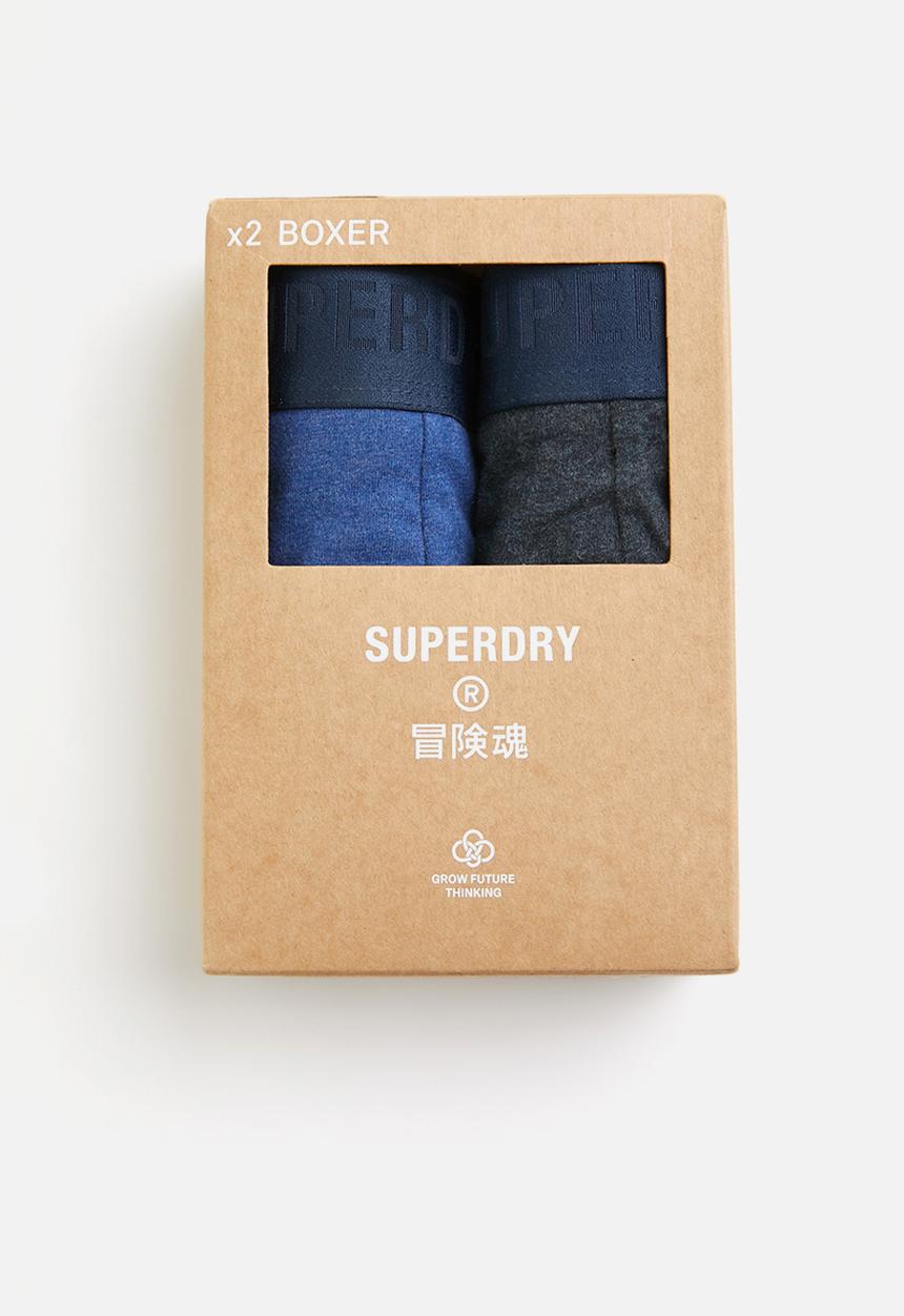 Superdry. - Boxer multi double pack - bright blue & navy marl