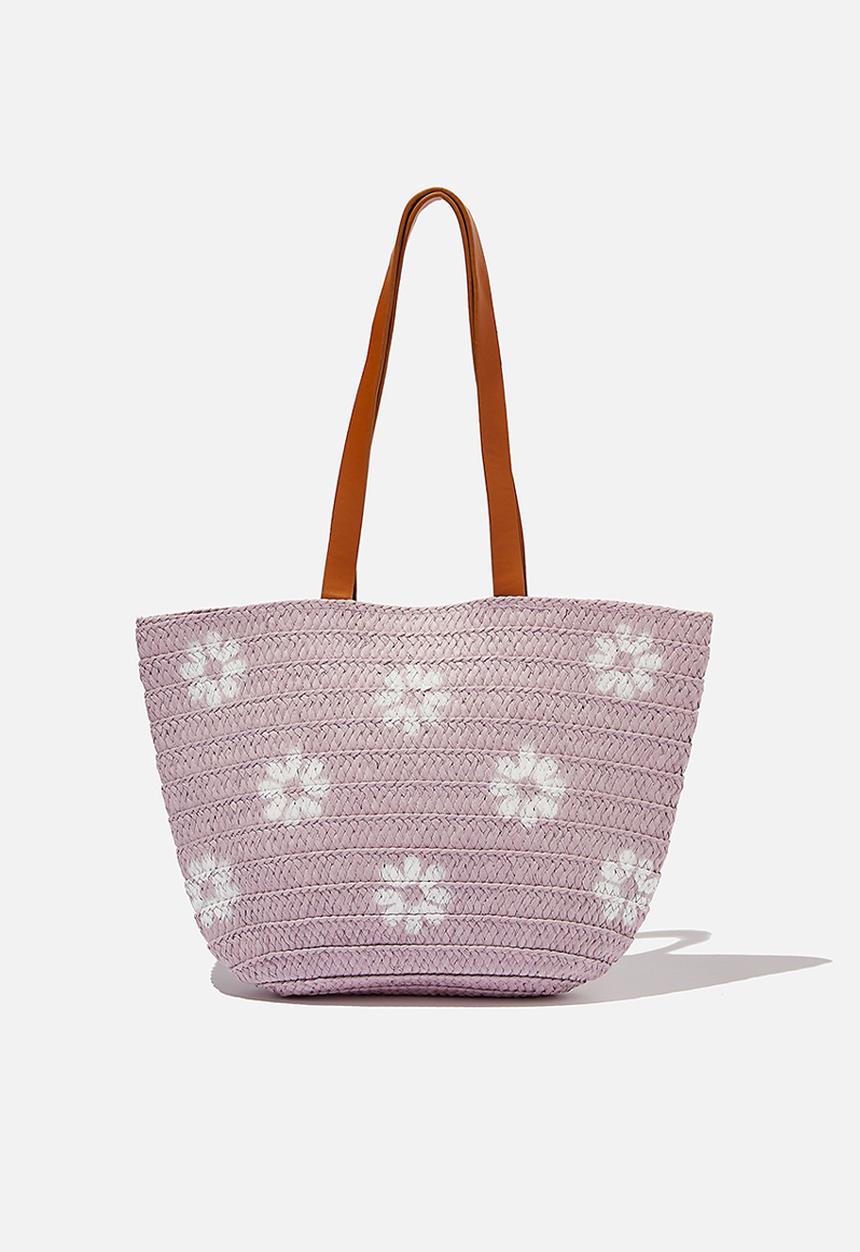 Cotton On - Beach basket bag - purple paradise/daisy