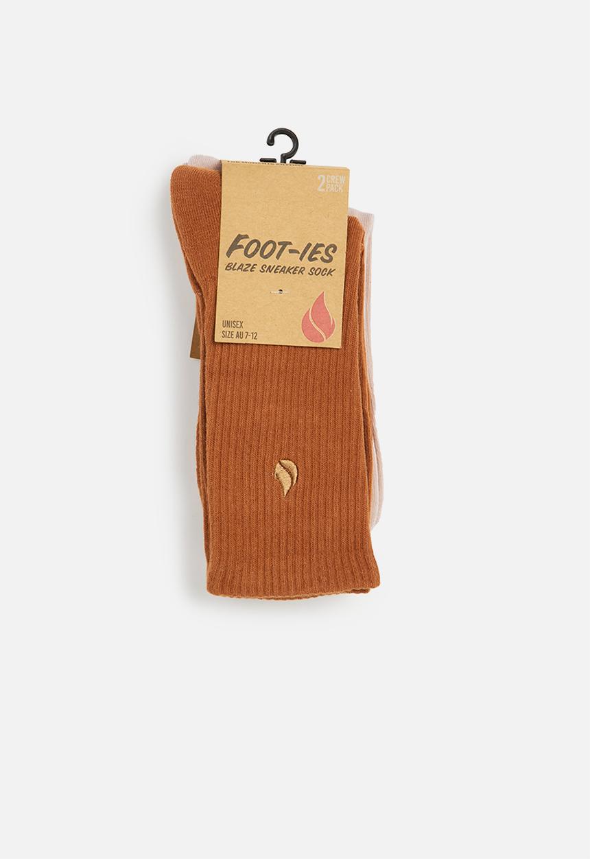 Foot-ies - Blaze 2 pack socks - russet & pink