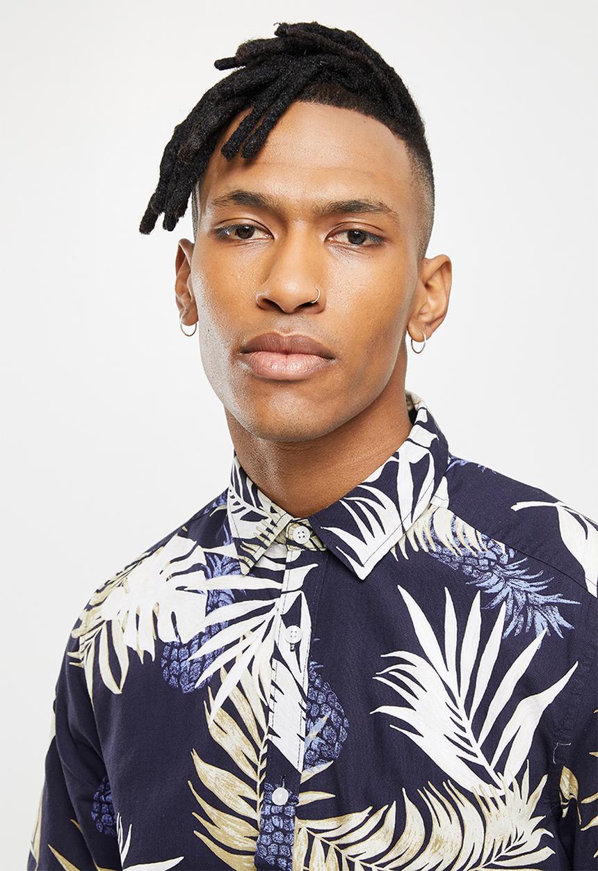 Only & Sons - Onsdirk ss poplin aop shirt - dark navy