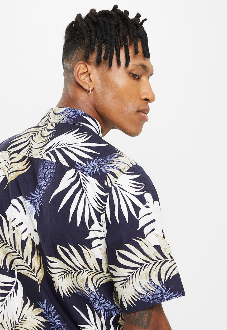 Only & Sons - Onsdirk ss poplin aop shirt - dark navy
