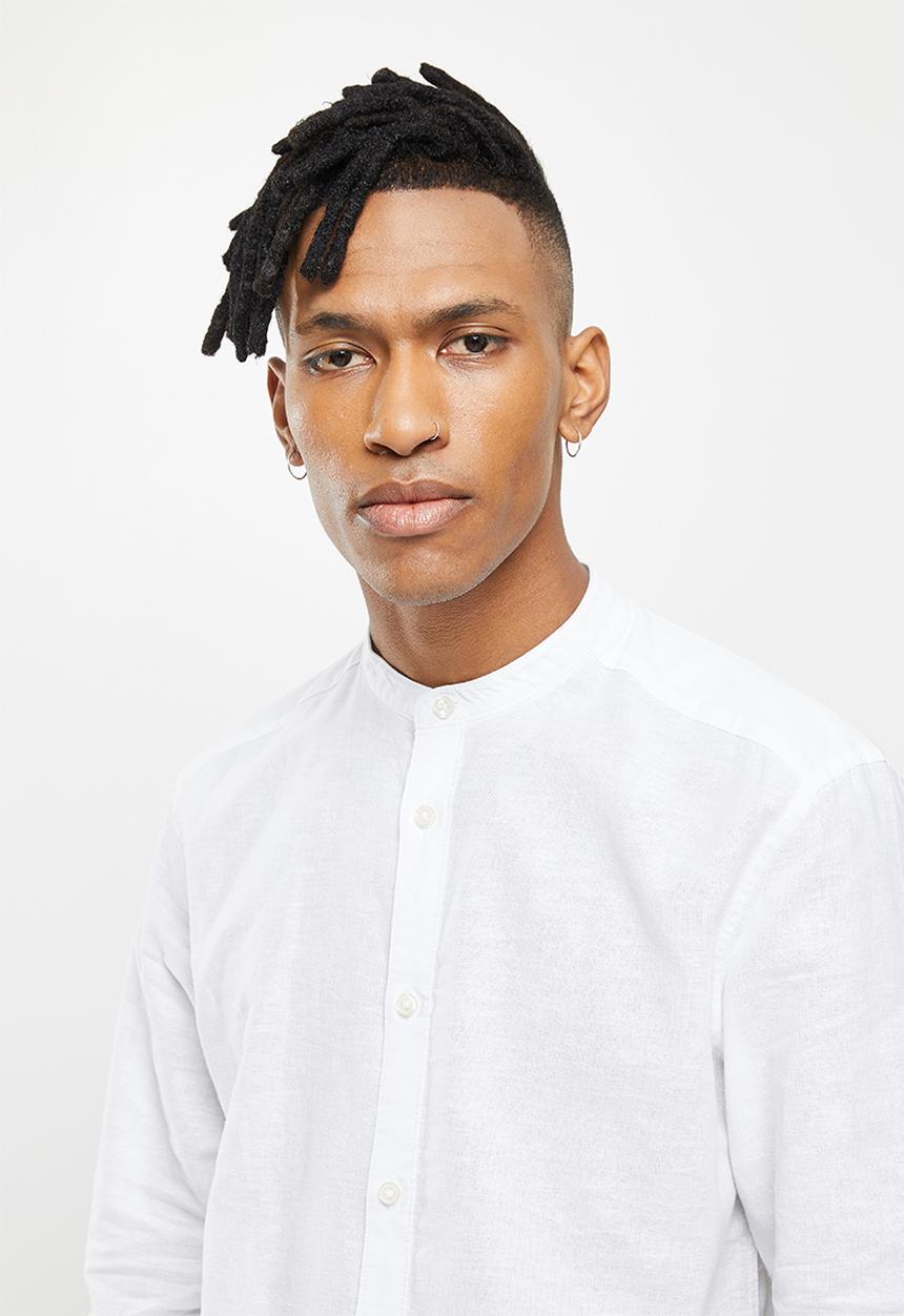 Only & Sons - Onscaiden ls solid linen mao shirt noos - white