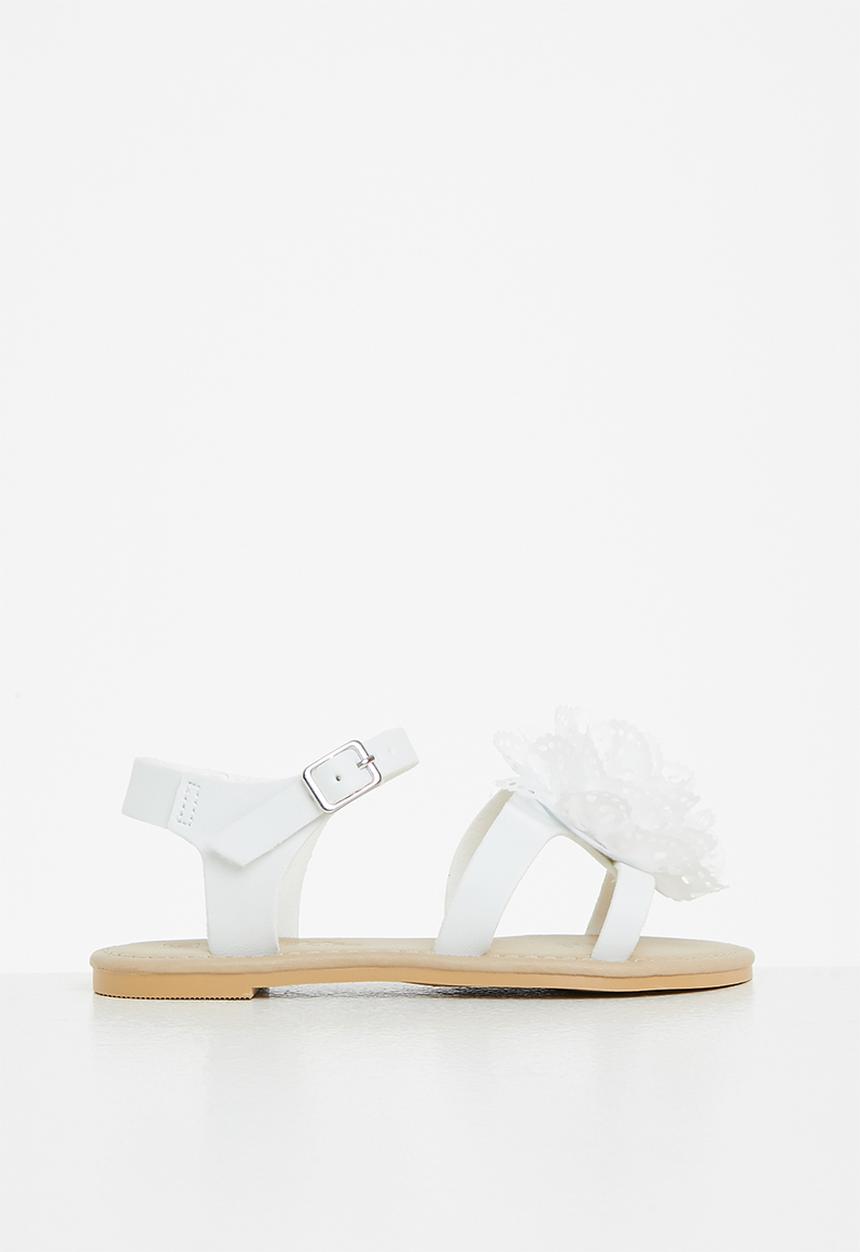 Bata - Girls buckle flower sandal - white