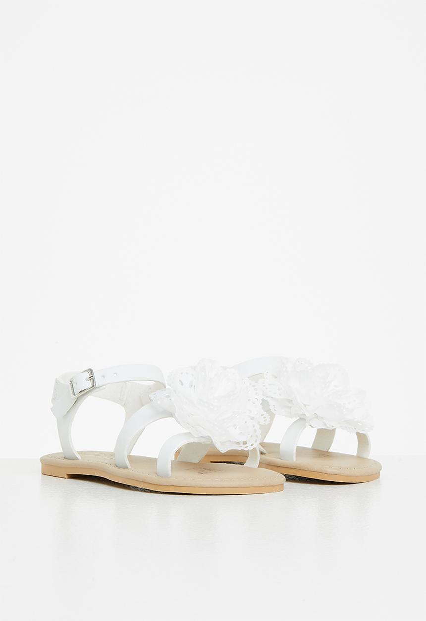Bata - Girls buckle flower sandal - white