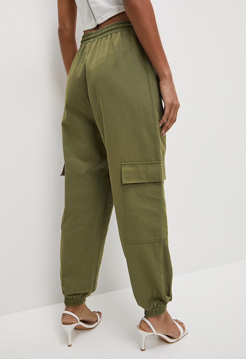 Superbalist - Mid rise wide leg - olive