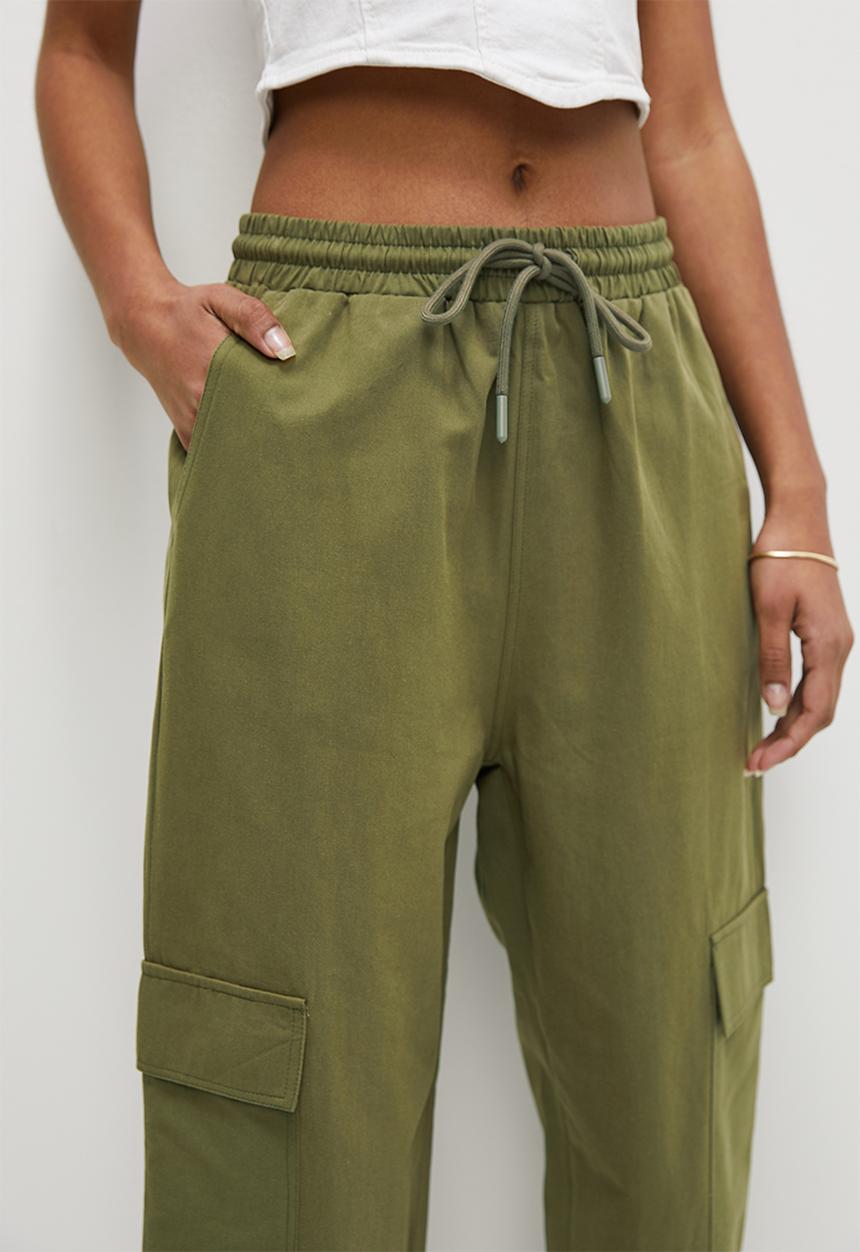 Superbalist - Mid rise wide leg - olive
