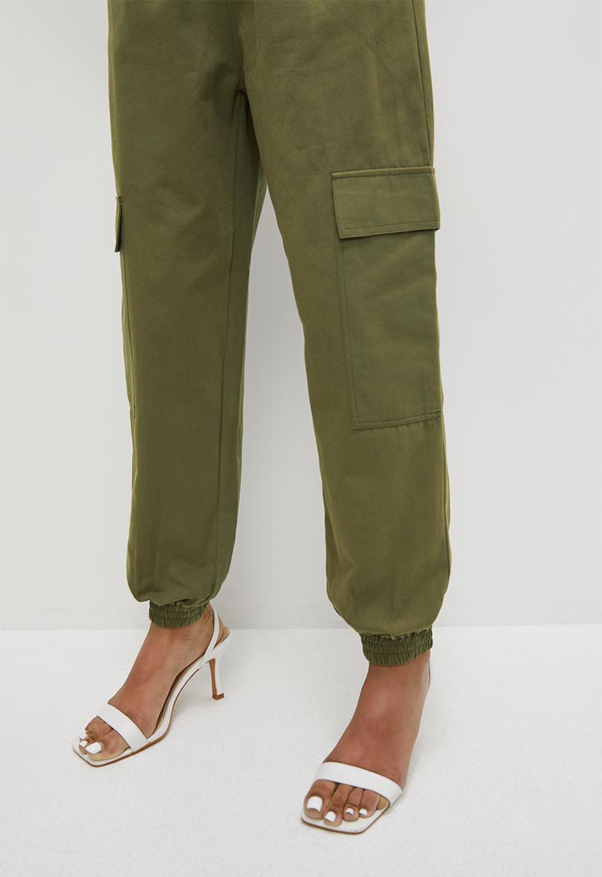 Superbalist - Mid rise wide leg - olive