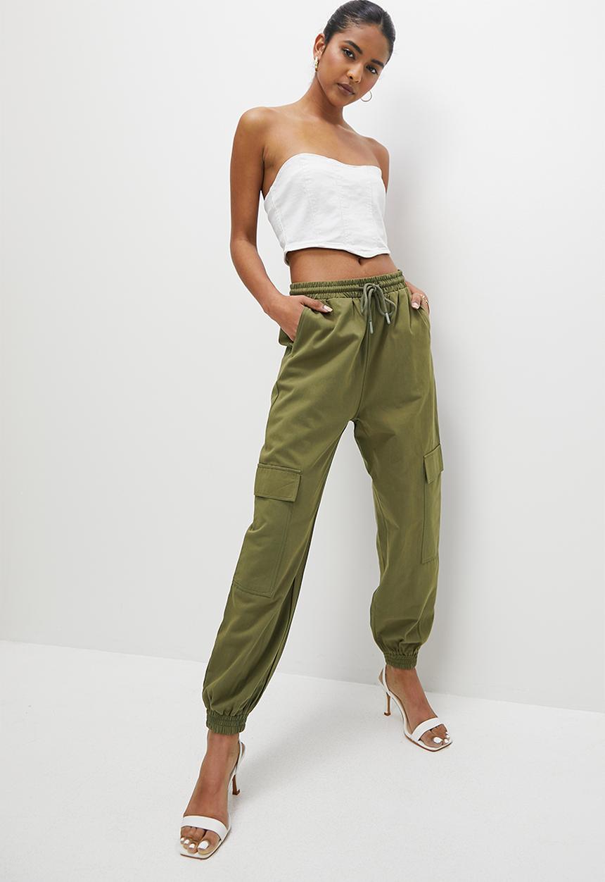 Superbalist - Mid rise wide leg - olive