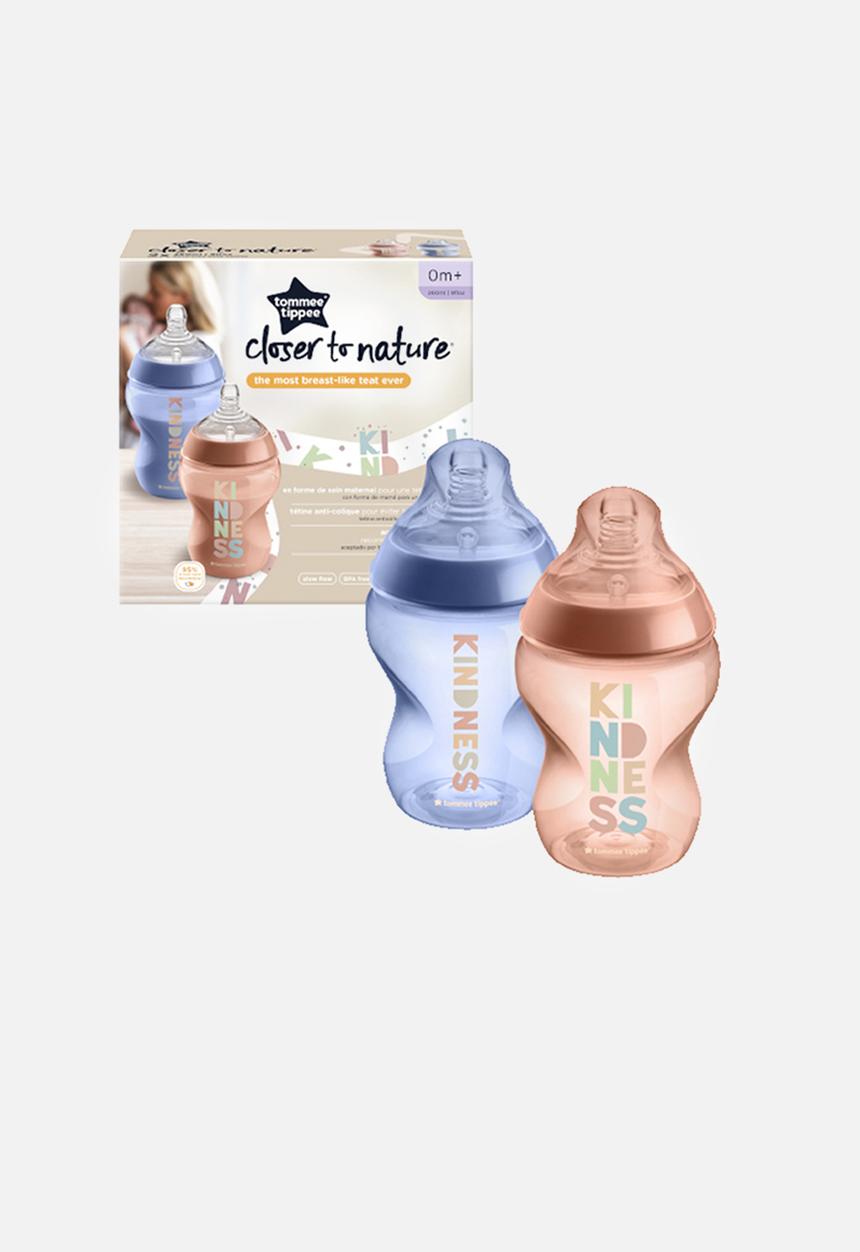 Tommee Tippee - Ctn 260ml decorated bottle - pink & blue