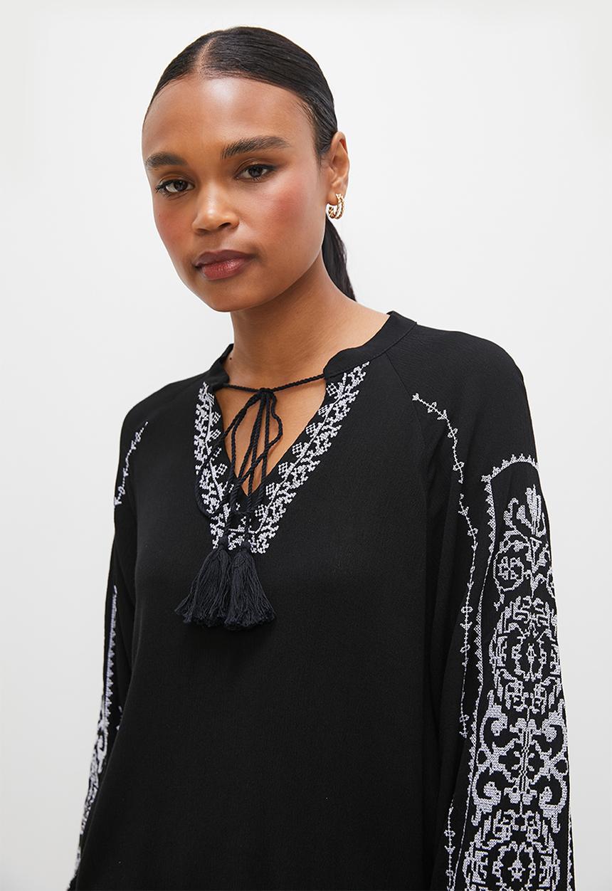 edit - Embroidered overshirt - black